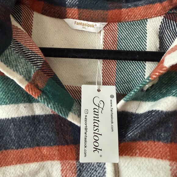 NWT Fantaslook Heavy Plaid Flannel Shacket Shirt Jacket XXL - Picture 2 of 3